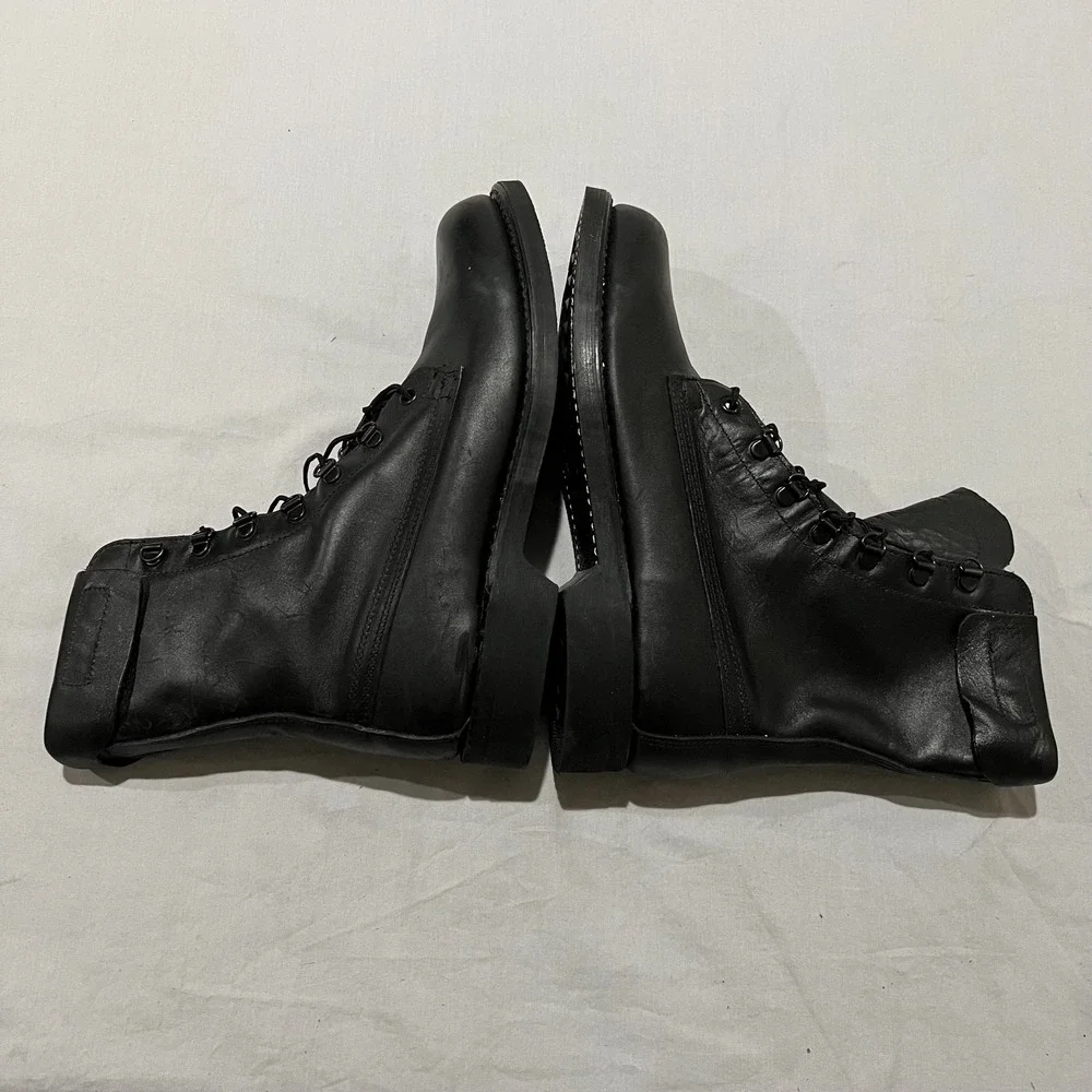 Vintage Biltrite Addison Shoe Co. Mens Black Leather Military Combat Boots Sz 8D